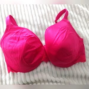 Cacique Pink Satin Lace Trim Bra 40DDD